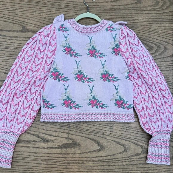 LoveShackFancy Pink and Green Knit Sweater - Picture 5 of 5